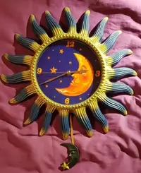Sun-Moon-Star Wall Clock