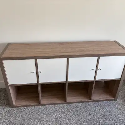 IKEA Kallax Shelf Unit (8 Cube) – Stained Oak Effect w/ Doors, View more