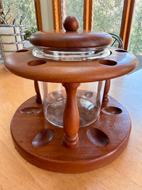 Vintage Walnut Pipe Stand with Humidor