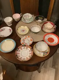 Bone China Teacups Saucers for crafts etc some chipped 