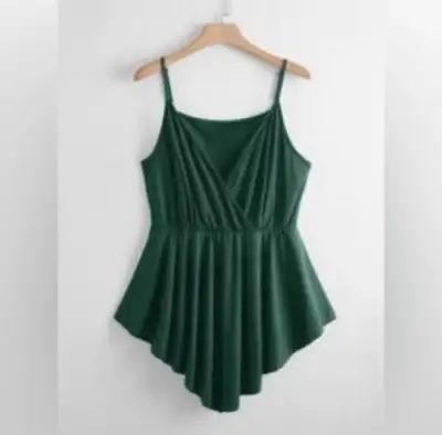 Green Plus Surplice Front Dip Hem Cami Top, View more
