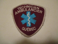 VINTAGE TECHNICIEN AMBULANCIER QUEBEC PATCH-1970/80S-COLLECTIBLE