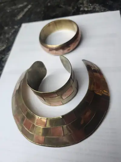 *** Vintage copper/brass choker and 2 bracelets set ** reduced, View more