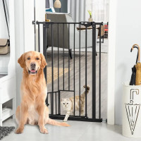 41" Easy Open Indoor Dog Gates for Doorways, House, Stair - Blac