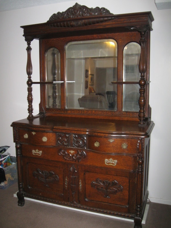 One of a kind antique hutch and mirror Hutches & Display