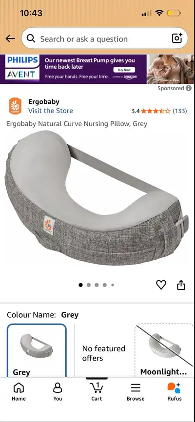 Ergobaby Natural Curve Nursing Pillow, View more