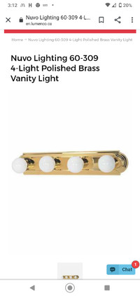 Nuvo 4 light polished brass vanity light 