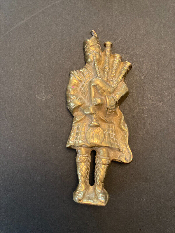 Vintage Antique Cast Brass Scottish Bagpipe Player in Kilt as is in Arts & Collectibles in Edmonton