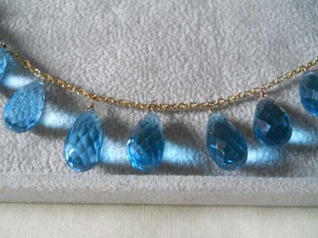 10K YELLOW GOLD BLUE TOPAZ NECKLACE in Jewellery & Watches in Ottawa - Image 2