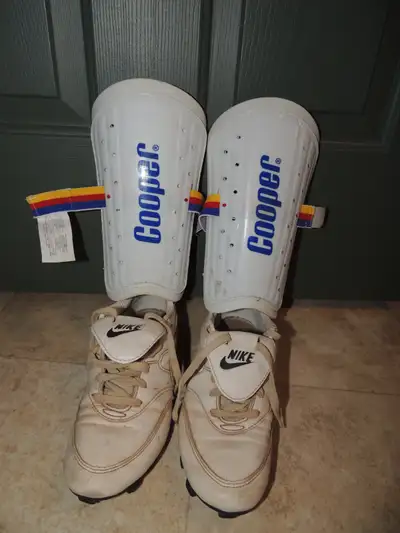 Nike Outdoor Cleats Ladies Size 8.5 US and Cooper Shin Guards, View more