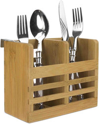 Bamboo Cutlery Holder with Hooks