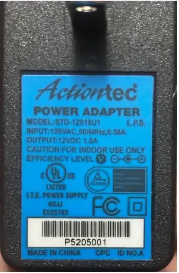 A: Input 120V, 0.58A, output 12V, 1.8A B: Input 120V, 0.8A, output 12V, 3A C: Input 120-240V, 0.7Ama...
