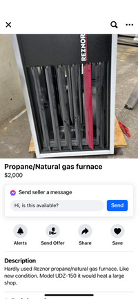 150000 btu Reznor propane / natural gas furnace