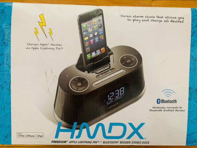 HMDX Audio MX-B710 Bluetooth Alarm Clock with Docking station in General Electronics in Markham / York Region - Image 4