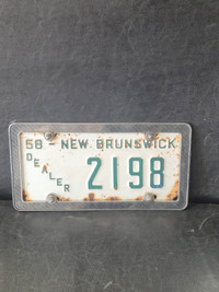 Vintage New Brunswick Dealer License Plate 1958