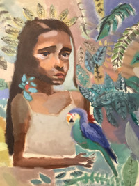 Painting of Girl holding Bird 
