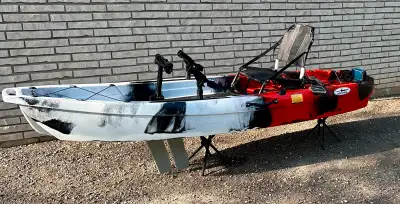 Sleek Pro Angler Sit-on-Top Fishing Kayak with Pedal Propulsion 1pc Paddle (2pc paddle upgrades opti...
