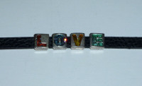 2 Bracelets Leather Strap "LOVE" "STAR" .. never worn NEW