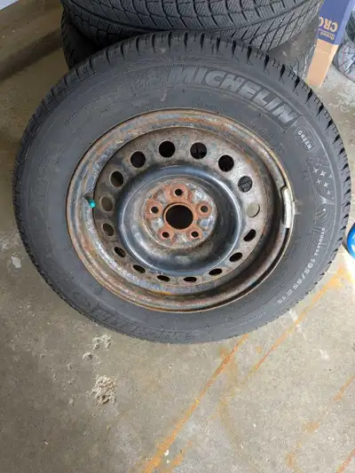 Selling Michelin winter tires with steel rims. Fit 2018 Toyota Prius prime. 195/65 R15. Good conditi...