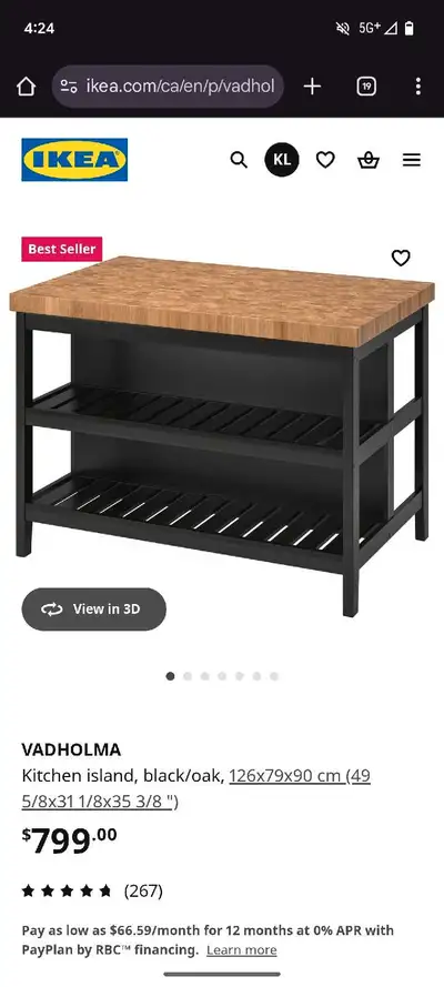 Ikea Vadholma island with shelves and chairs, View more