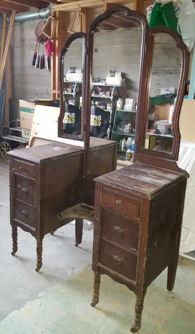 Antique Womans' Dresser with Mirrors., View more