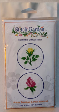 Stitch Garden - Counted Cross Stitch - Yellow & Pink Rosebud
