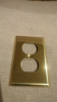2 Receptacle Wall Plate - Brass Plated - New