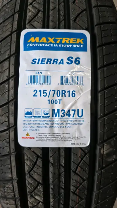4 pneus d'été neufs P215/70/16 100T Maxtrek Sierra S6* 215/70/16, P215/70R16, 215/70R16, P215/70/16....