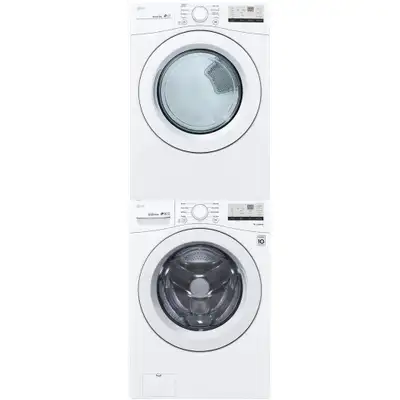 LG WM3400CW Washer & DLE3400W Dryer Set – 5.2/7.4 Cu. Ft. Front, View more