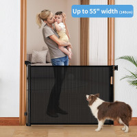 NEW FIJINHOM Black Retractable Baby Pet Safety Gate 55 X 35 IN
