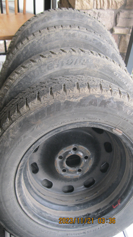 4 Bridgestone Blizzak winter tires, 15 inch on rims in Tires & Rims in Lethbridge - Image 2