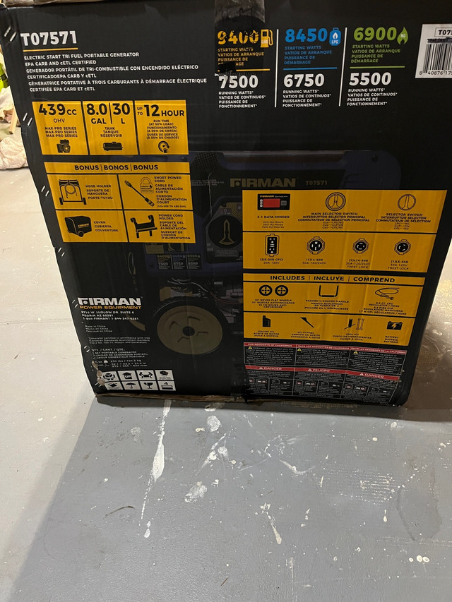 Brand new in box T07571 Firman tri- fuel portable generator in Power Tools in Delta/Surrey/Langley - Image 2
