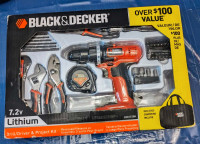 Brand new Open box Black & Decker 7.2 volt lithium drill, driver