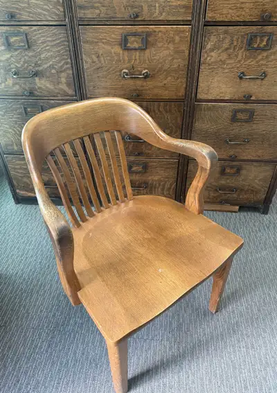   Antique Oak Office Guest Chair - Lawyers, Bankers Chair , View more