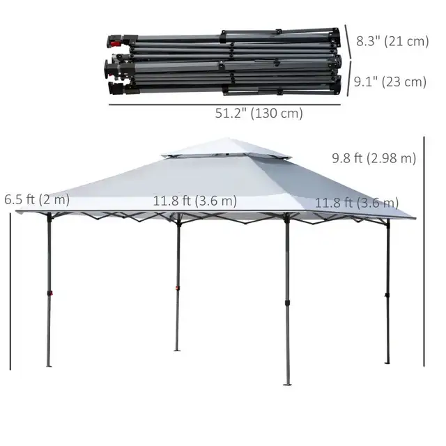 Outsunny 12' x 12' Pop Up Canopy Tent, with Double Roof in Other in City of Toronto - Image 4