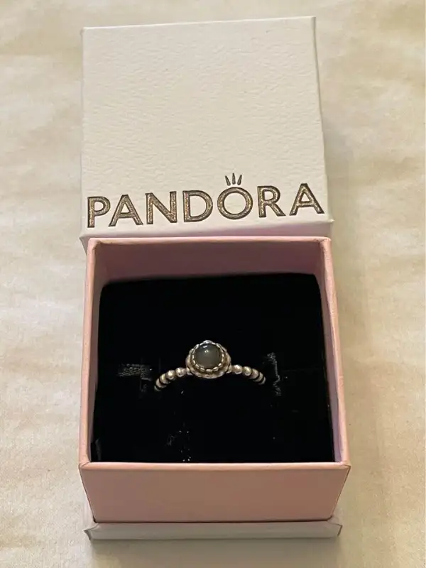 Authentic Pandora Birthday Blooms Ring, size 7, moonstone June in Jewellery & Watches in City of Toronto - Image 2