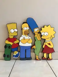 THE SIMPSONS FAMILY HANDCRAFTED & HAND PAINTED WOOD ART FIGURES