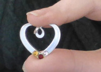 Sterling Silver 24 mm 1 inch Heart Crystals pendant jump ring.