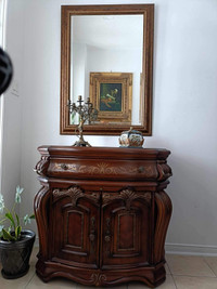  Michael amini entrance, nightstand table marble top and mirror