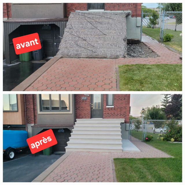  Réparation escaliers, balcon, plancher en béton/concrete cement dans Briquetage, maçonnerie et béton  à Ville de Montréal
