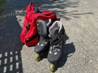 Rollerblades size 9 plus protection, bag