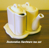 Restoration Hardware, unique design - teapot/creamer/tray set