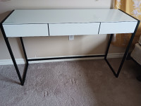White Three Drawer Desk with Black Accent Legs