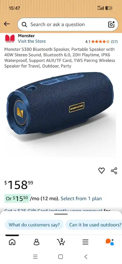 new Monster S380 BluetoothSpeaker40W Portable Stereo, Bluetooth , View more