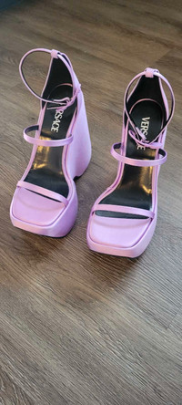 Versace Designer Tri-platform Ankle Strap Shoes
