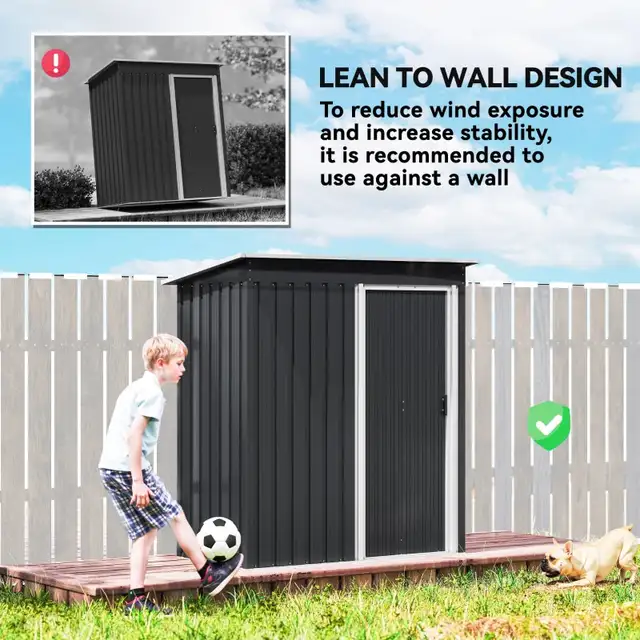 5 x 3 FT Outdoor Storage Shed with Sliding Door and Sloped Roof in Outdoor Tools & Storage in Markham / York Region - Image 6