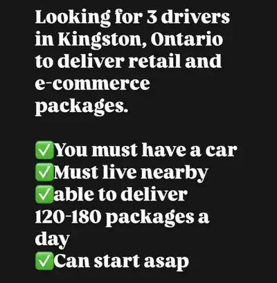 Drivers needed in Kingston, ON PLEASE CALL OR MSG 6478584958 Or email vikas@vikaslogictics.ca