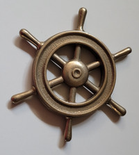 Vintage Nautical 3" Solid Brass Mini Ship Wheel Paperweight