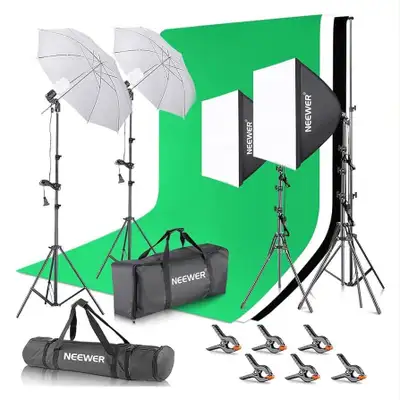 Photography Lighting kit with Backdrops, 8.5x10ft Backdrop Stands, UL Certified 5700K 800W Equivalen...