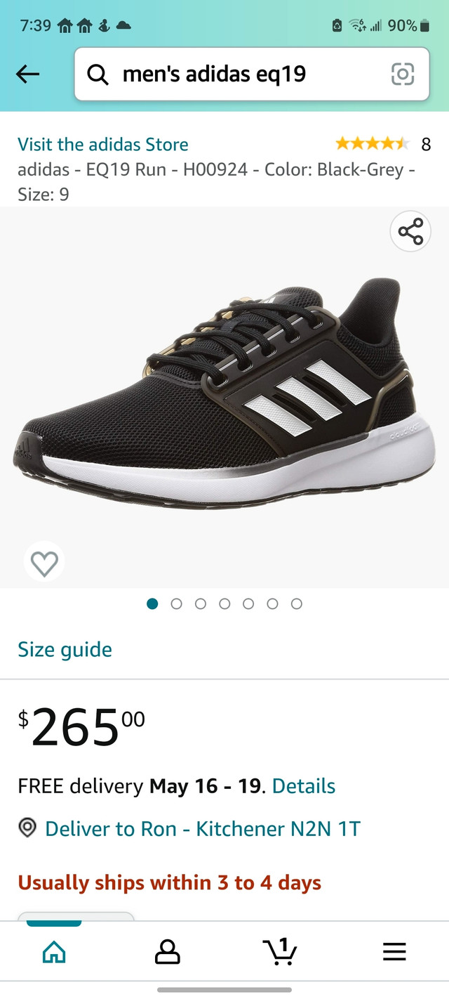 Men's size 13 Adidas EQ 19 Run Cross Trainer New | Men's Shoes | Kitchener  / Waterloo | Kijiji